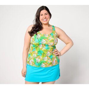 Kim Gravel x Swimsuits For All Scoopneck Tankini Skirt Set Sz 8 Caribbean Palms